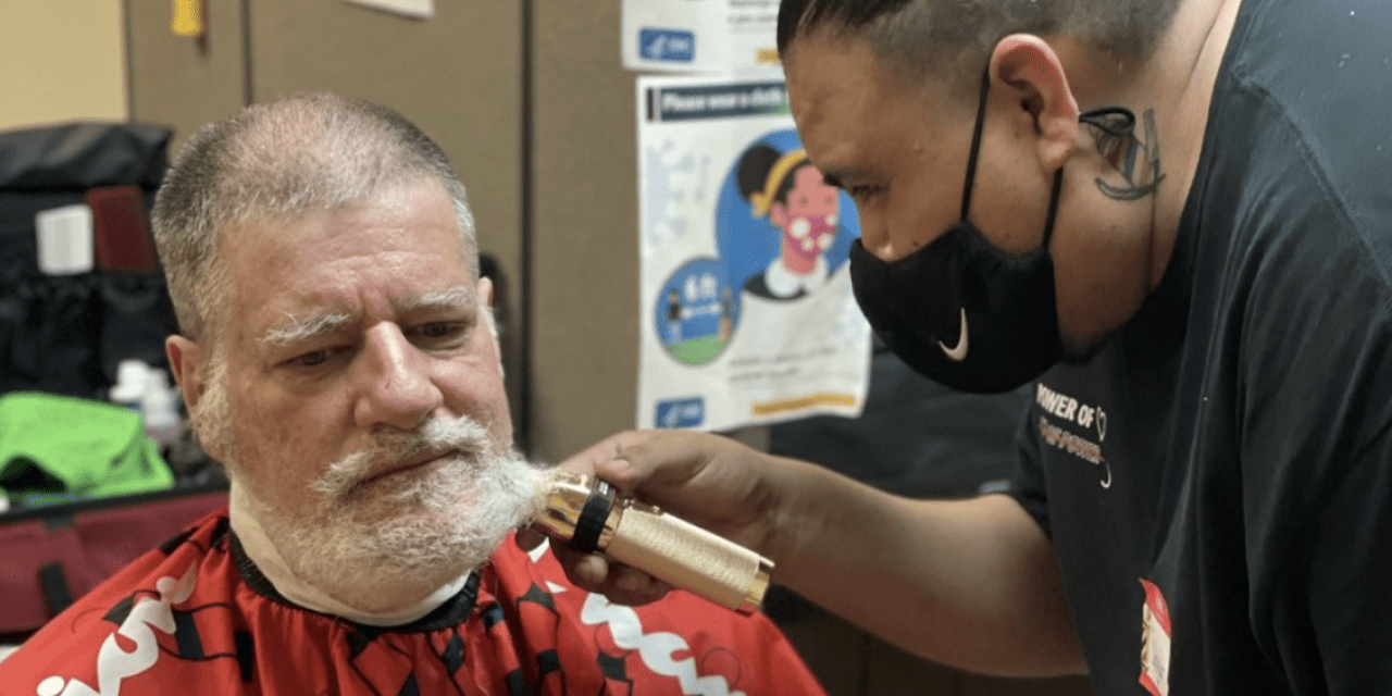 haircut Man getting his beard shaved
